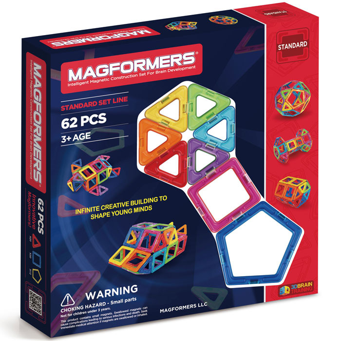 Magformers Магнитный конструктор Базовый Набор из 62 элементов