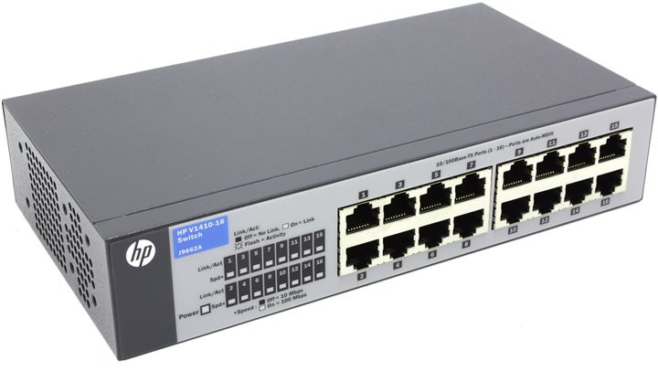 HPE J9662A Коммутатор V1410-16 16-ти портовый неуправляемый Unmanaged, 16*10/100, QoS