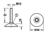 Винт регулировочный, сталь, М 10 х 50 мм, под шестигранник, фото 2