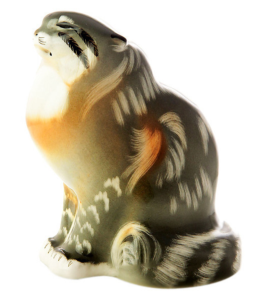 Фарфоровая статуэтка Дикий кот. Ручная роспись, ИФЗ