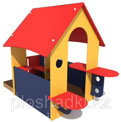 Домик детский, с крышей, сидениями, со столом, разноцветный