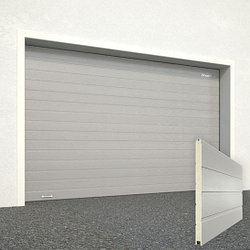 Ворота секционные RSD02, дизайн панели: доска, цвет: серый.