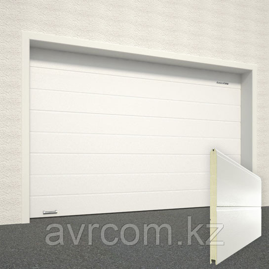 Ворота секционные RSD02, дизайн панели: широкая полоса, цвет: белый.