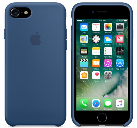 Cиликоновый чехол для iPhone 7 (глубокий синий), фото 1