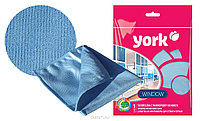 Салфетка для мытья стекол и зеркал, микрофибра, 30*30 см, York
