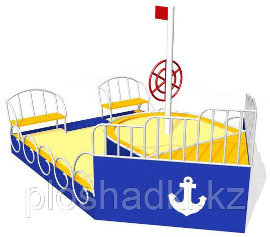 Песочница детская в виде кораблика, с штурвалом, с сидениями - фото 1 - id-p39562421