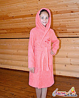 Детский махровый халат для девочки с капюшоном