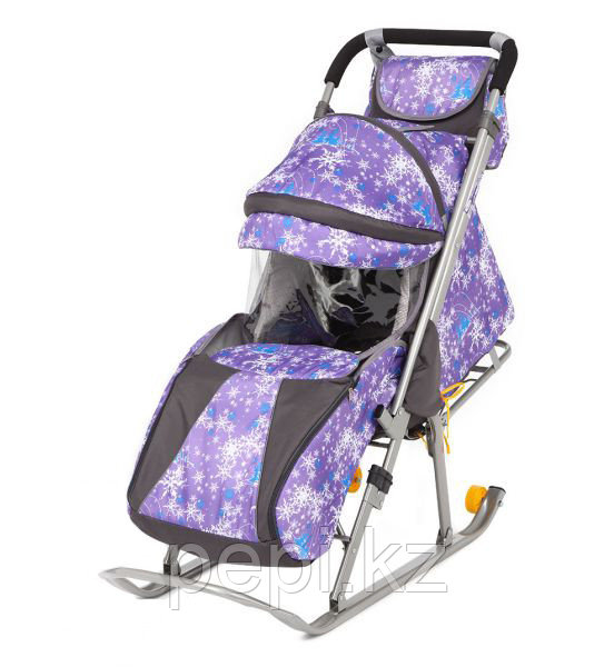 Санки - коляска Галактика Детям Снежинки на фиолетовом