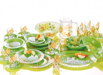 Чайно-Столовый сервиз Luminarc Pop Flowers Green 38+7 предметов на 6 персон