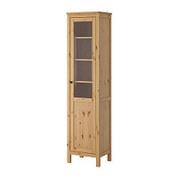Шкаф с глух/стекл дверц ХЕМНЭС светло-коричневый ИКЕА, IKEA