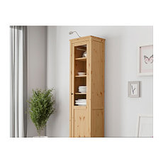 Шкаф с глух/стекл дверц ХЕМНЭС светло-коричневый ИКЕА, IKEA, фото 2