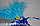 Венецианская маска Коломбина с перьями синяя (бархатная), фото 3