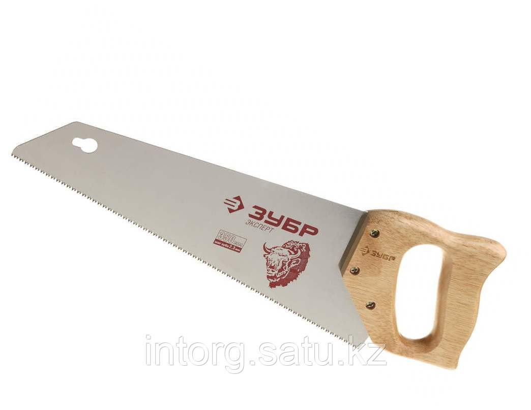 Ножовка ЗУБР "ЭКСПЕРТ" для тонкого пиления, прямой мелкий закаленный зуб, деревянная ручка, шаг зуба 2,3мм, - фото 1 - id-p40191020