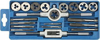 Набор ЗУБР "МАСТЕР" с металлореж. инструментом, метчики однопроходные и плашки М3-М12, оснастка - в пласт.