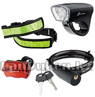 Набор велосипедный передний и задний фонари LED светоотражатель и тросовый замок 90561 (002)