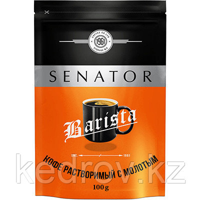 "SENATOR Barista" кофе сублимированный с добавлением молотого кофе, 100 гр дой-пак.