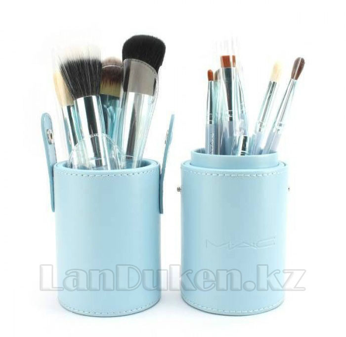 Набор кистей для макияжа MAC в тубусе голубой (12 штук, чехол) - фото 1 - id-p40302683