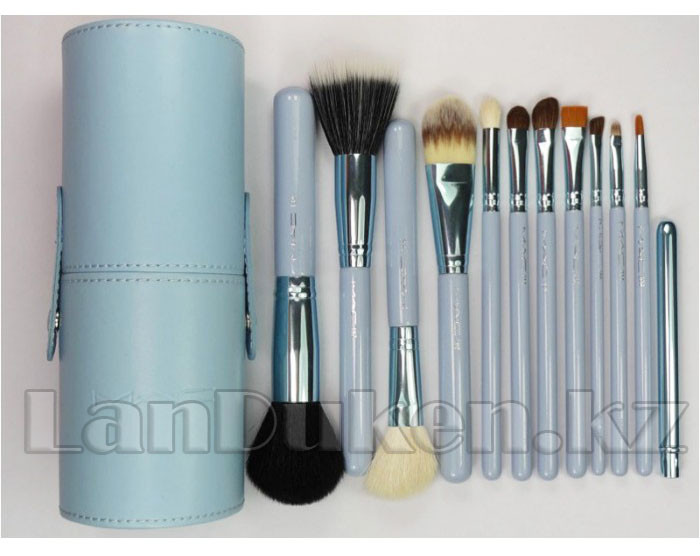 Набор кистей для макияжа MAC в тубусе голубой (12 штук, чехол) - фото 5 - id-p40302683