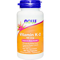 Now Foods, Витамин K-2, 100 мкг, 100 вегетарианских капсул