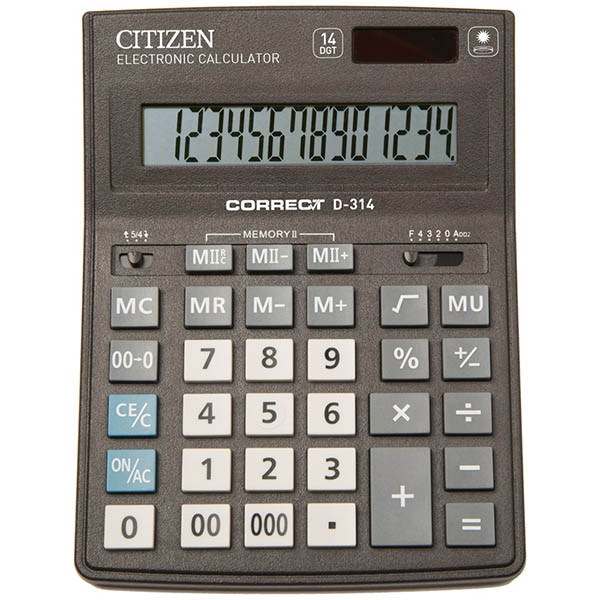 Калькулятор настольный Citizen Correct D, 14 разрядов, 155*205*28 мм.