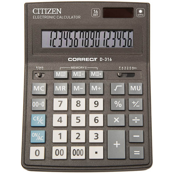 Калькулятор настольный Correct D, 16 разрядов, 155*205*28 мм.