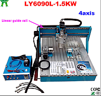 CNC 6090 4 координаталы гравюра фрезерлік станок, USB, 2,2 кВТ сумен салқындатылған