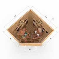 Инфракрасная сауна двухместная угловая с керамическими излучателями. Размеры: 1300х1300х2000 мм