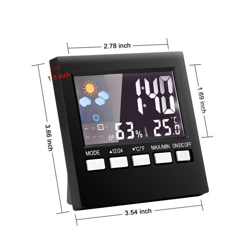 Цветной LCD термометр, гигрометр, будильник с подсветкой - фото 3 - id-p41651127