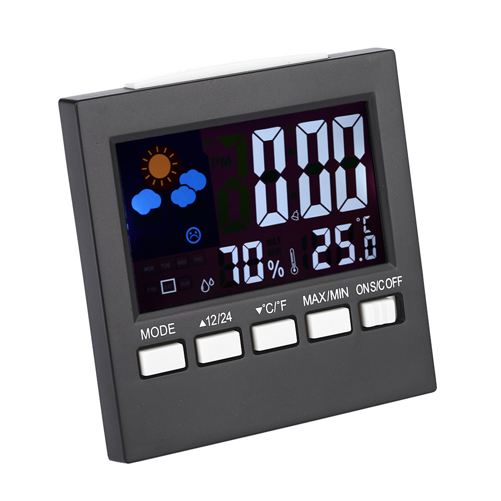 Цветной LCD термометр, гигрометр, будильник с подсветкой