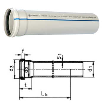 Труба канализационная ПВХ SANTEC 75/250 (2.2)