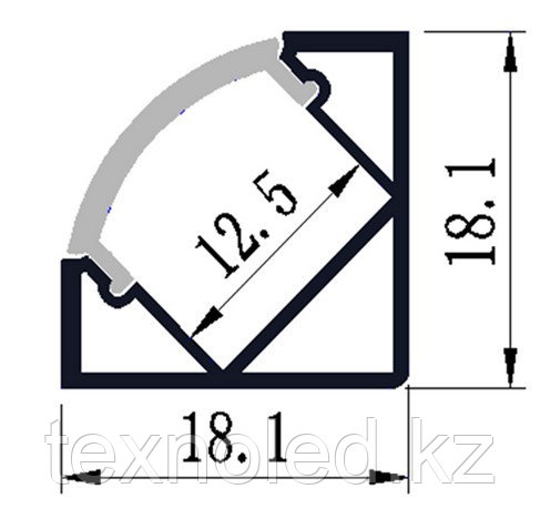 Алюминиевый профиль для Led угловой - фото 2 - id-p41972317
