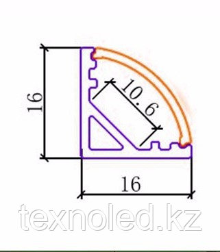 Алюминиевый профиль Led угловой 16*16мм, фото 2