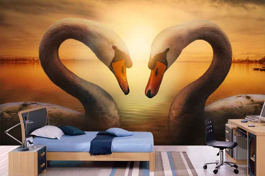Фотообои Лебеди на закате