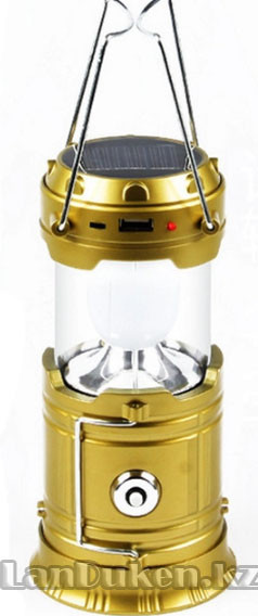 Ручной светодиодный фонарь 2 в 1 золотистый "Rechargeable Camping Lantern SH-5800T" с USB выходом - фото 9 - id-p47980748