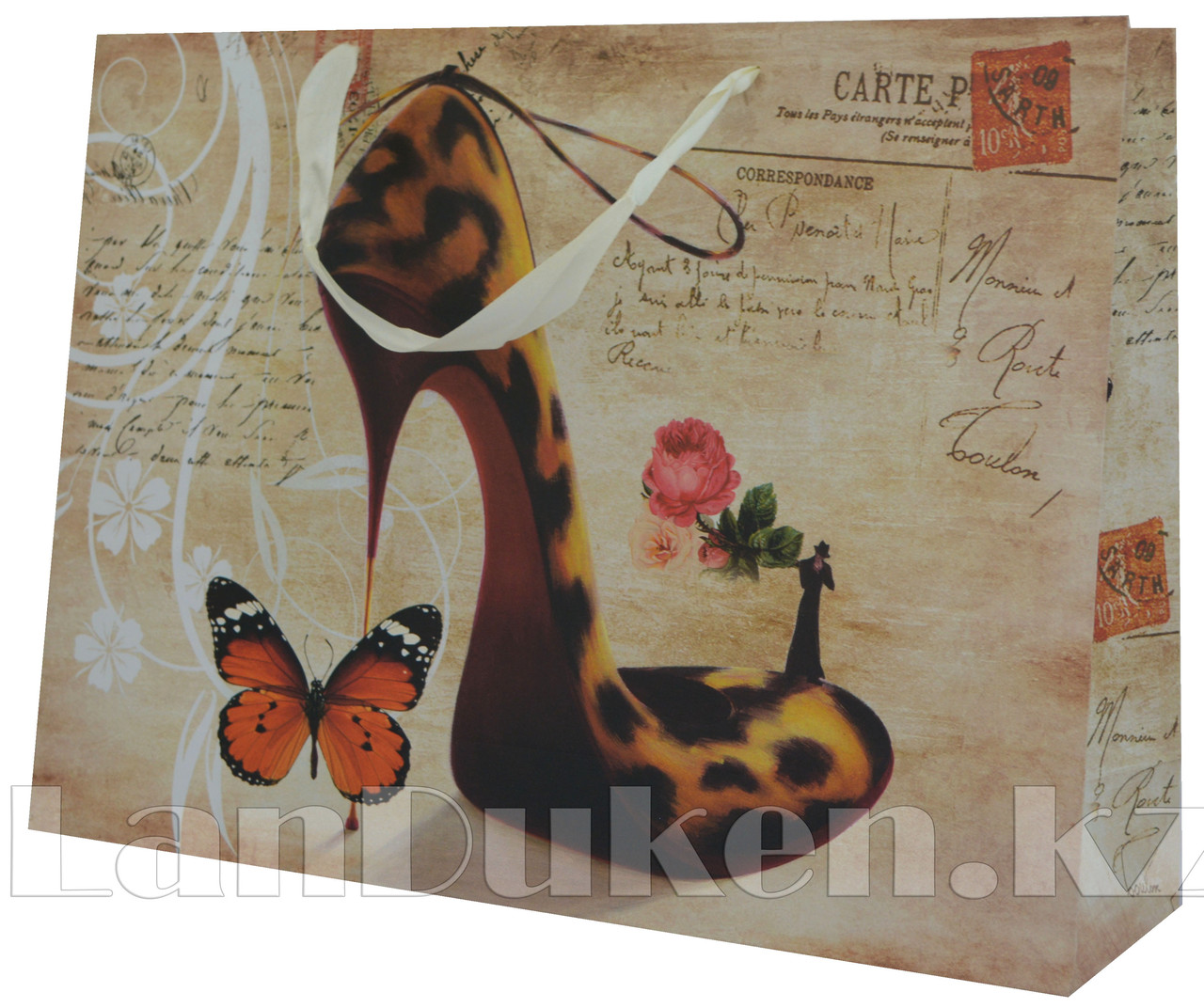 Подарочный пакет "Туфелька с бабочкой" (43,5* 32* 11,5 см) - фото 1 - id-p40423185