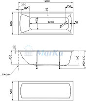 Акриловая ванна Modern 170*70 см.(ванна + ножки) 1 Марка. Россия, фото 3