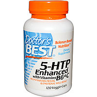 Doctor's Best, ТРИПТОФАН (усиленный)5-HTP, усиленный витаминами B6 и C, 120 капсул.