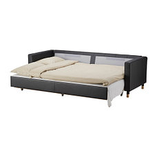 Диван-кровать 3-местный ЛАНДСКРУНА с секц д/хран черный/дерево ИКЕА, IKEA, фото 3
