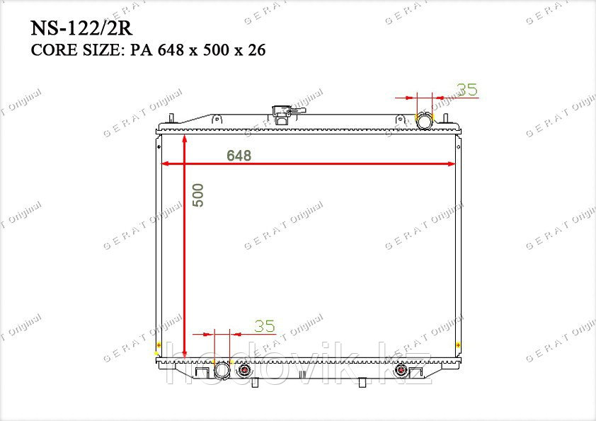 Радиатор основной GERAT Nissan Terrano. R50 1996-2005 2.7TD 214507F001