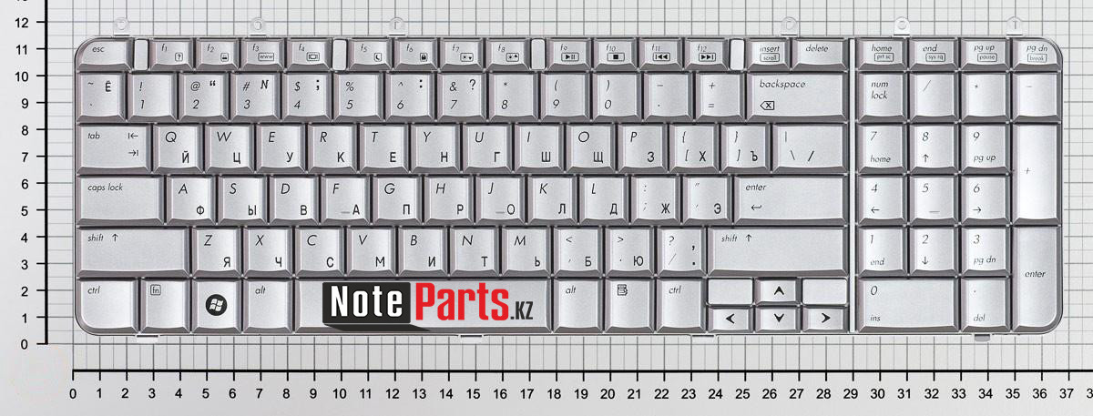 Клавиатура для ноутбука HP Pavilion DV7-1000/ DV7-1200 / DV7-1500  серебро