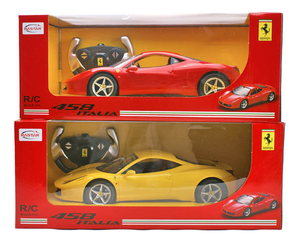 RASTAR RC Р/У Машина 1:14 47300 Ferrari 458 Italia, яркая коробка, независимая подвеска, 2 цвета в асс., 43х24х18см, свет. фары и стоп-сигналы