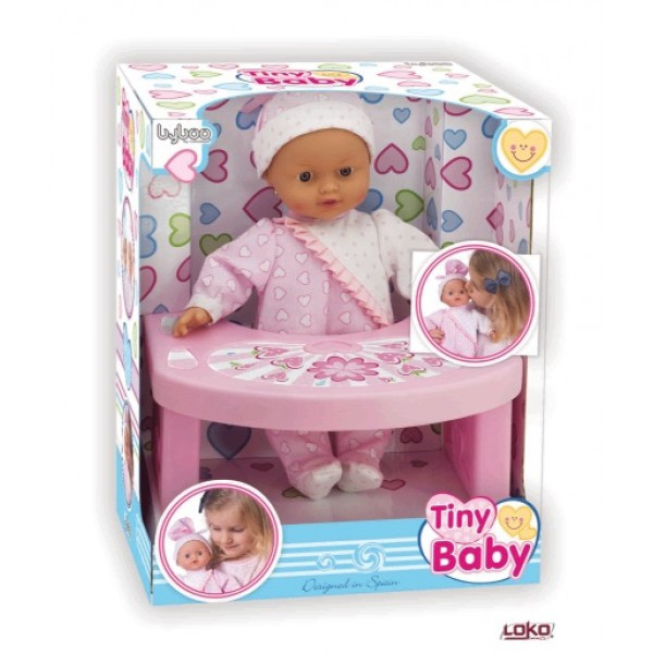 LT 98035 Tiny Baby - Мягкий пупс(30см) с оригинальным розовым столиком для игры