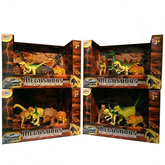 Игрушка игровой набор динозавров (5 дино+дерево) в асс