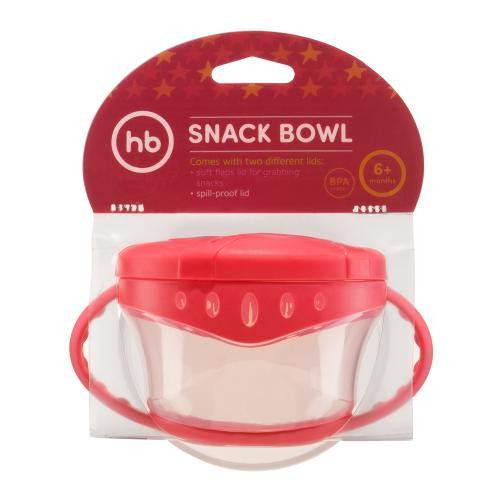 Тарелка с двумя крышками Happy Baby Snack Bowl Red