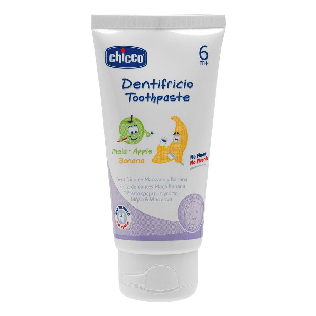 Chicco: Зубная паста со вкусом яблока и банана 6+