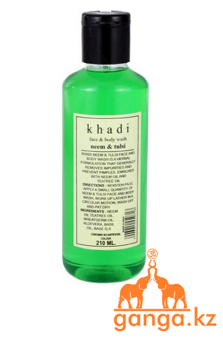 Гель пенка для лица и тела с маслом Нима и экстрактом Тулси Кхади (Neem & Tulsi Face and BodyWash KHADI),210мл