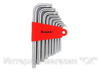 Набор ключей имбусовых TORX, 9 шт, T10-T50, CrV, удлиненных, с сатиновым покрытием. MATRIX, фото 2