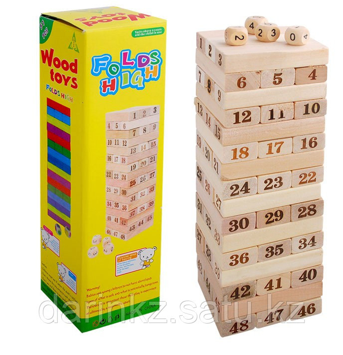 Игра Дженга Wood Toys Folds High Цифры - фото 1 - id-p42216927