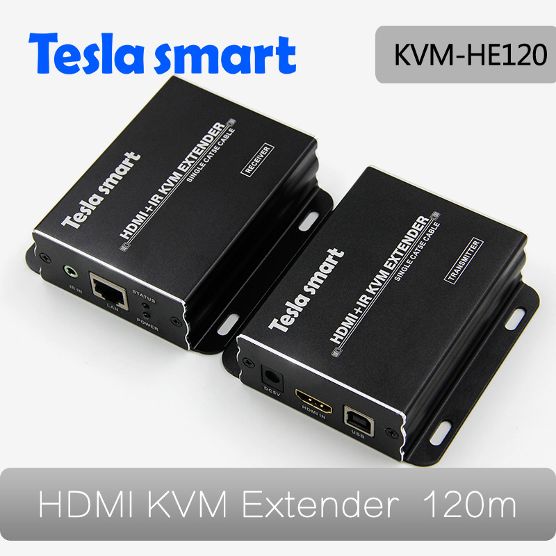 Удлинитель HDMI + USB + IR KVM Extender, 120m, UTP (HKE1211A11) TeslaSmart - фото 1 - id-p39600940