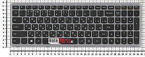 Клавиатура для ноутбука Lenovo IdeaPad Z500, RU, черная с серой рамкой